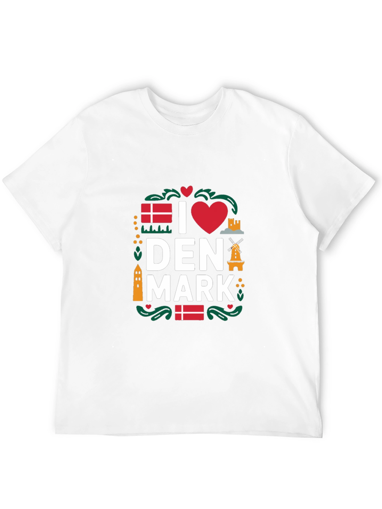 I Love Denmark T-Shirt - Black Cotton Tee