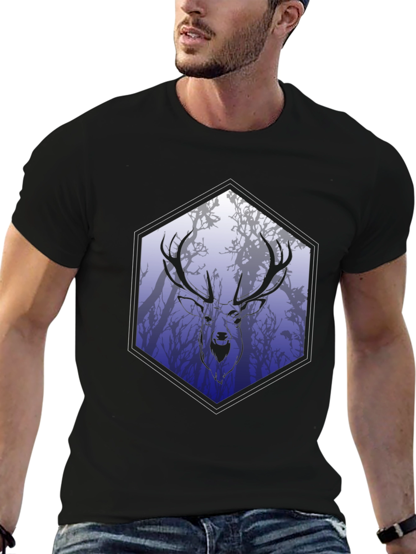 Stag Silhouette Tee - Nature Inspired Graphic Print