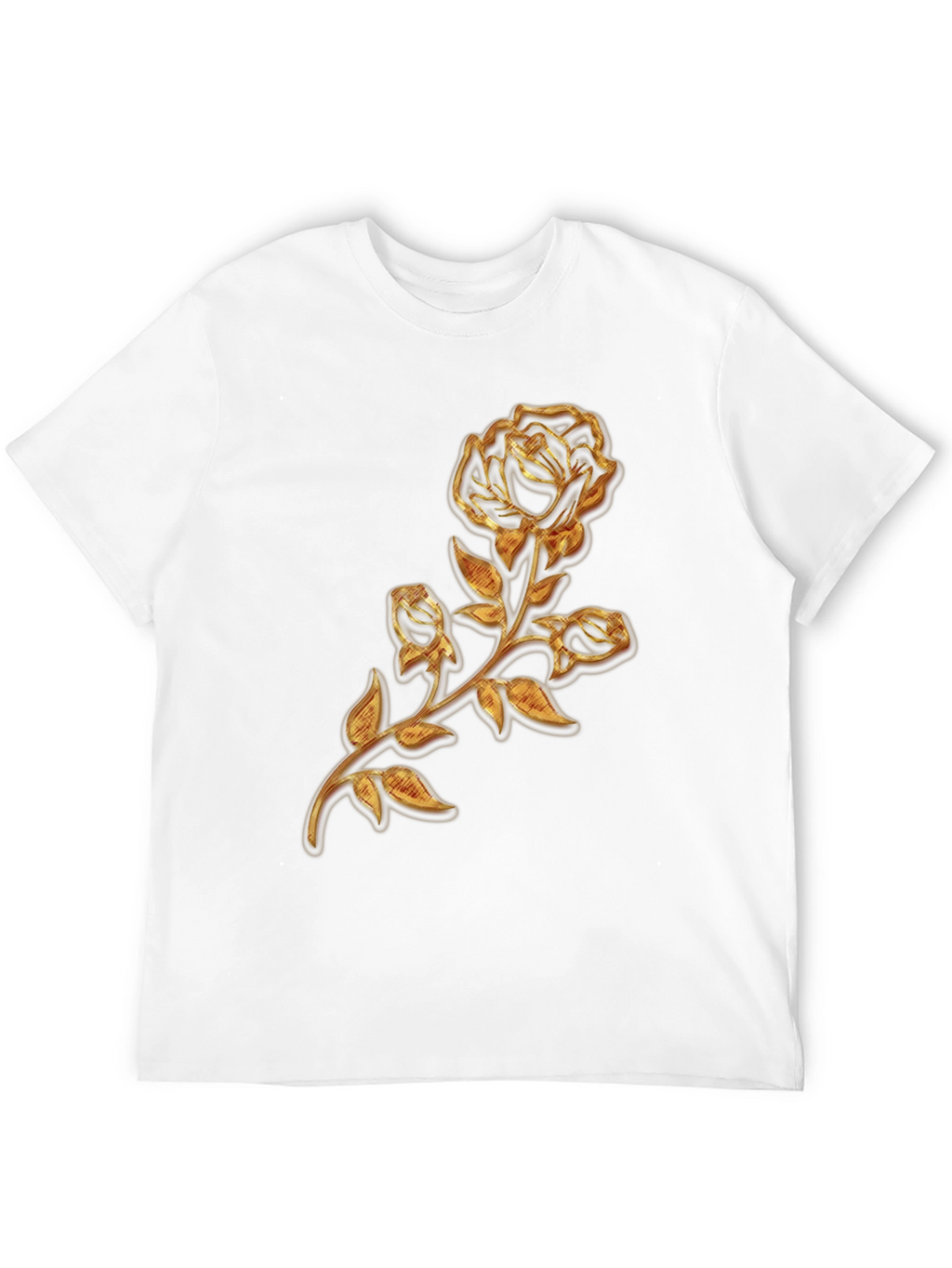 Gold Rose Graphic Black T-Shirt