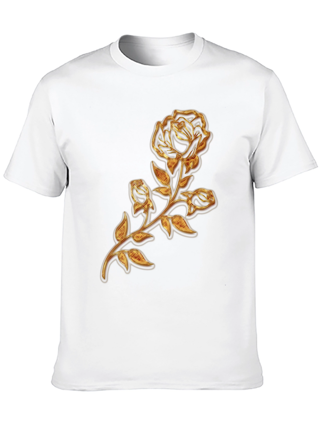 Gold Rose Graphic Black T-Shirt