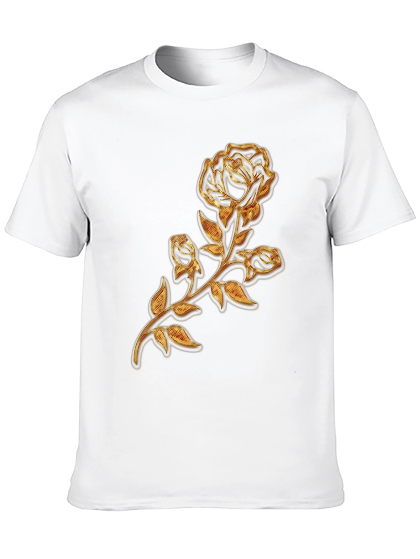 Gold Rose Graphic Black T-Shirt