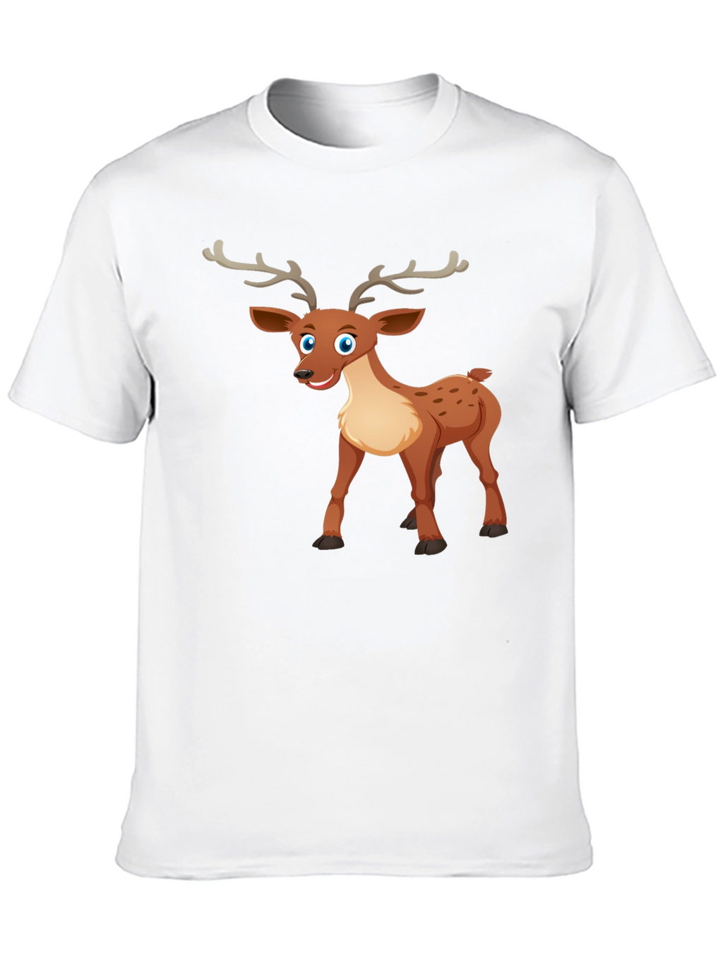 Cute Cartoon Deer Graphic Tee - Black