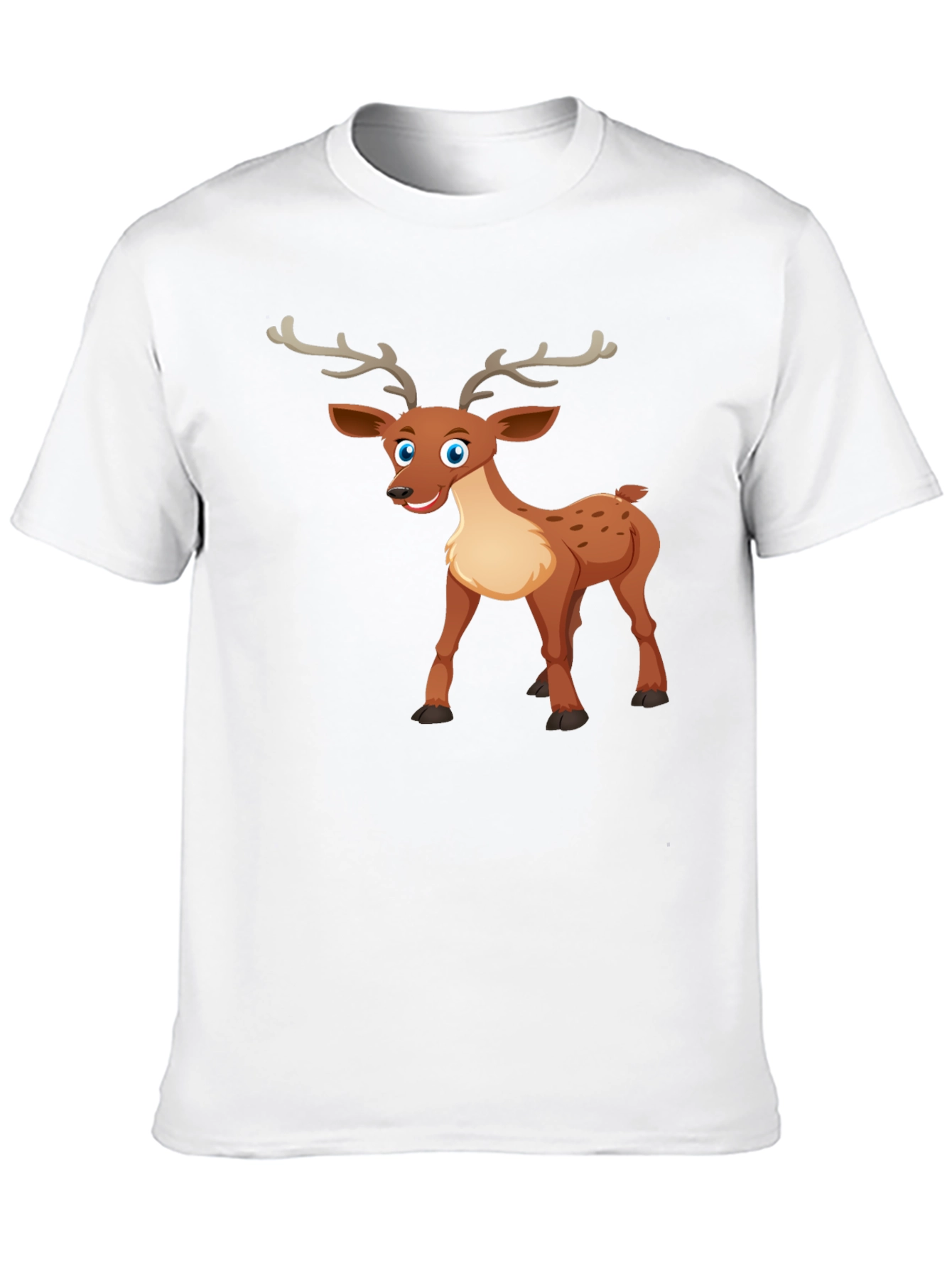 Cute Cartoon Deer Graphic Tee - Black