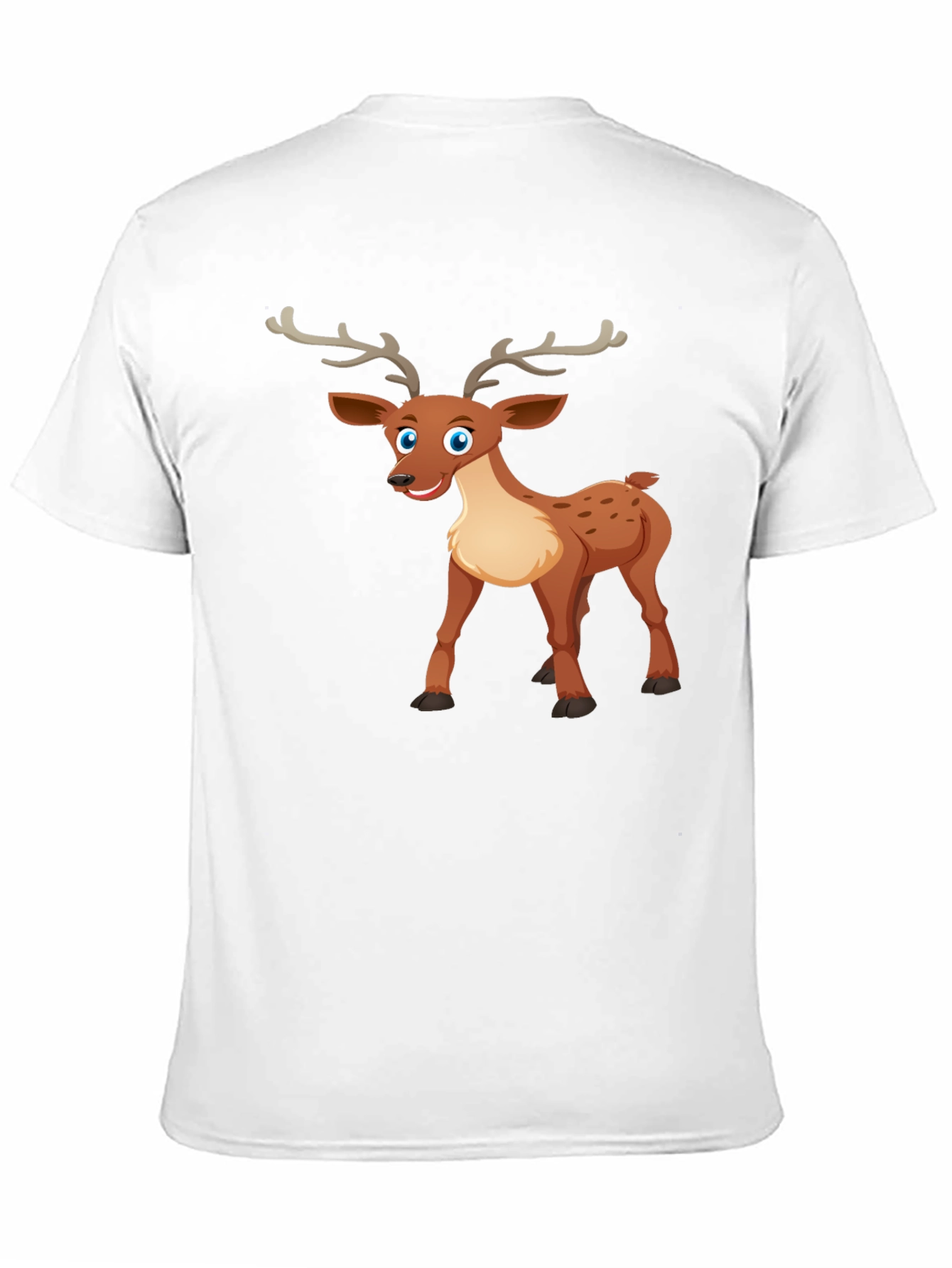 Cute Cartoon Deer Graphic Tee - Black