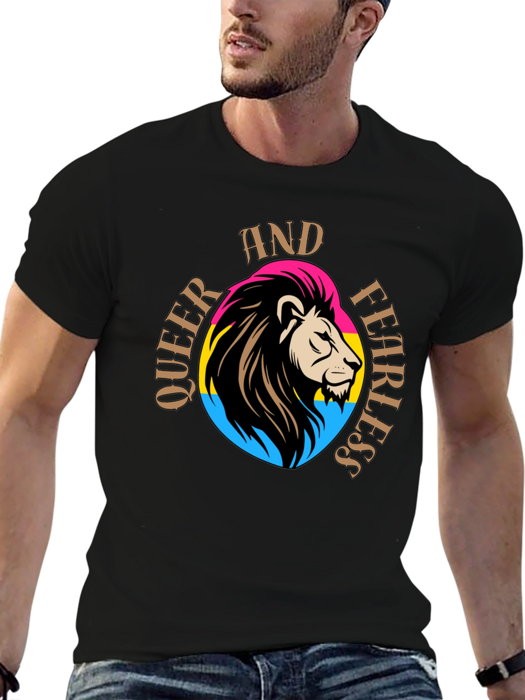Queer And Fearless Lion T-Shirt - Pride Design