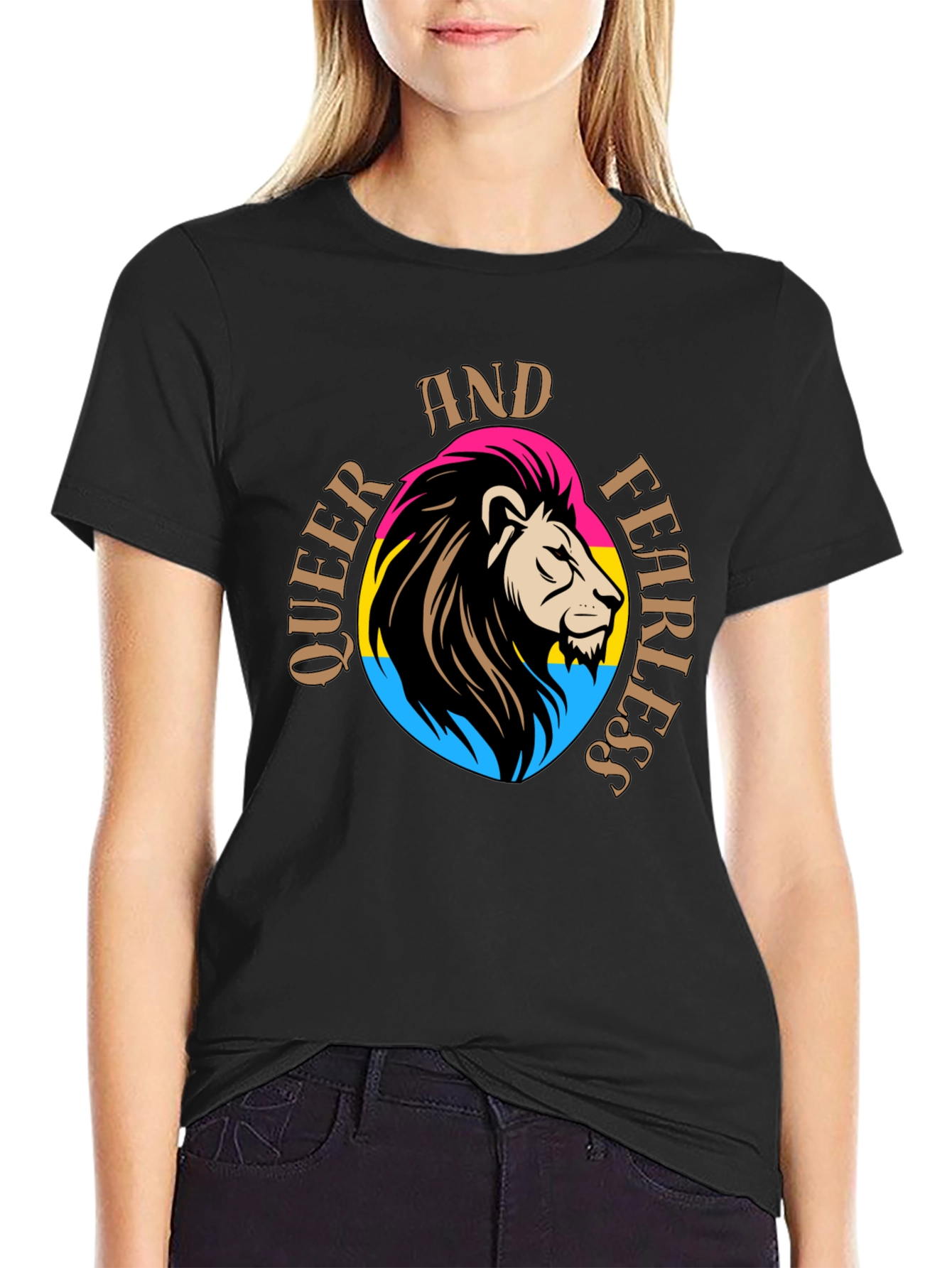 Queer And Fearless Lion T-Shirt - Pride Design