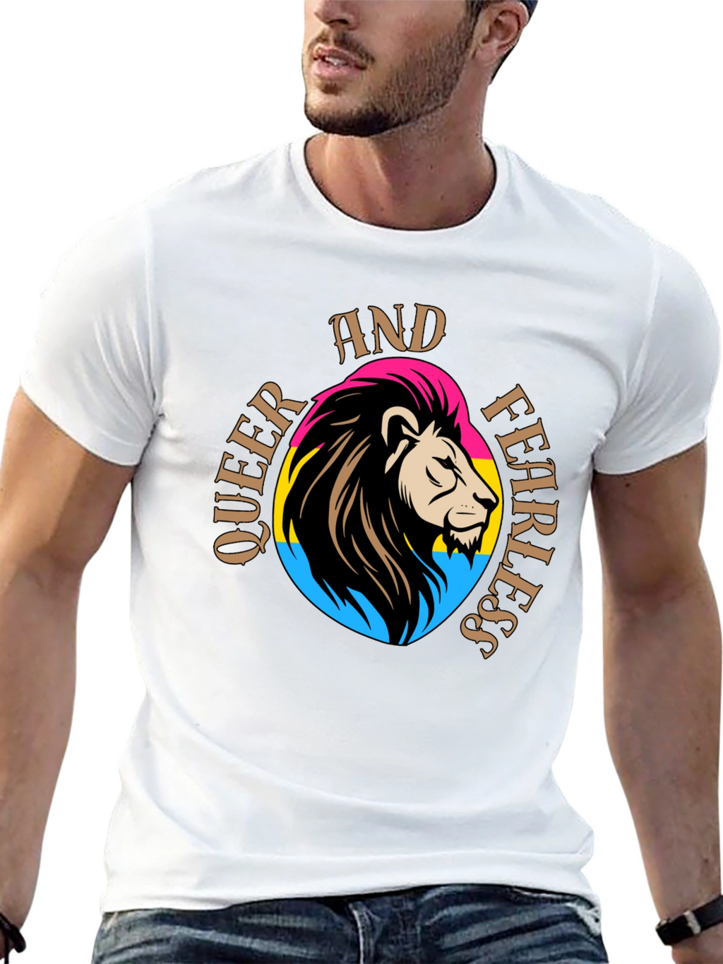 Queer And Fearless Lion T-Shirt - Pride Design