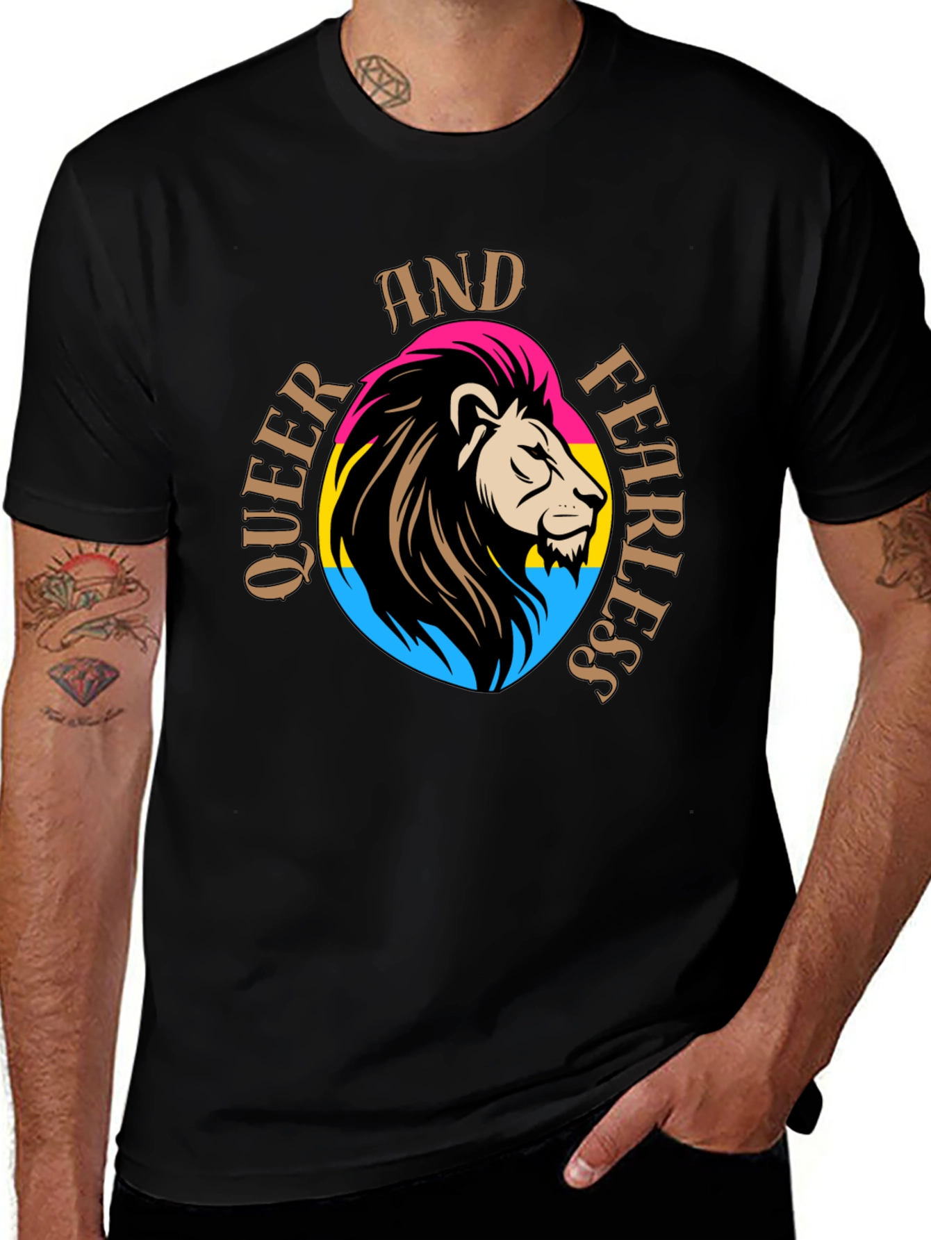 Queer And Fearless Lion T-Shirt - Pride Design