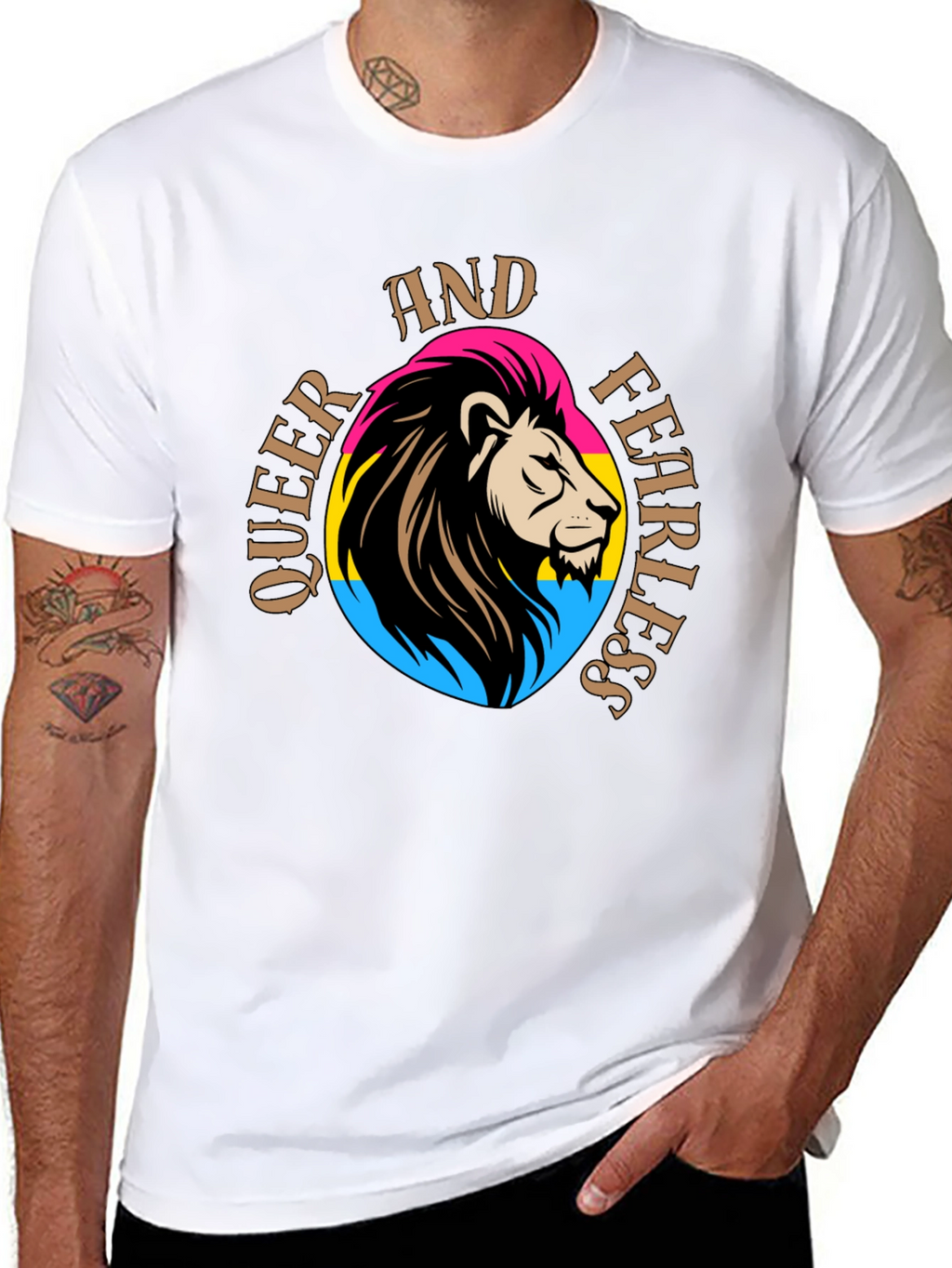 Queer And Fearless Lion T-Shirt - Pride Design