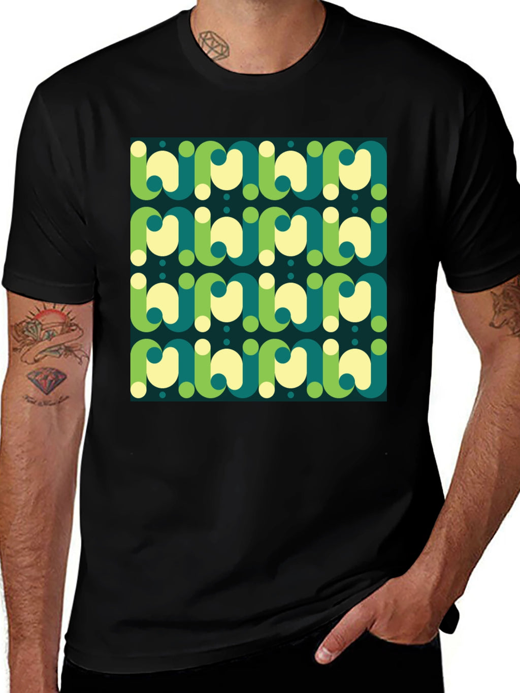 Retro Pattern Graphic Tee - Modern 70s Style