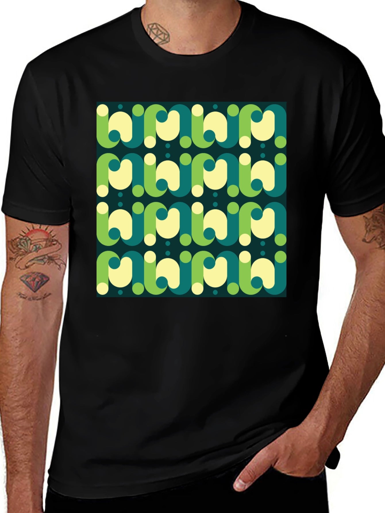 Retro Pattern Graphic Tee - Modern 70s Style