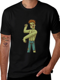 Zombie Cartoon Graphic T-Shirt - Black