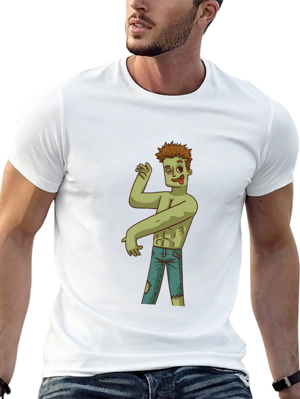 Zombie Cartoon Graphic T-Shirt - Black