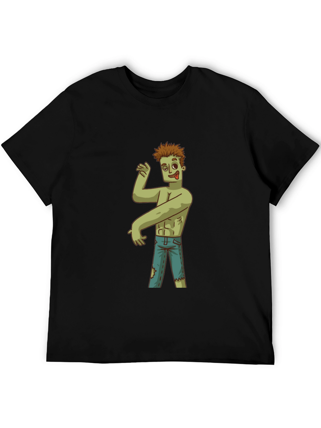 Zombie Cartoon Graphic T-Shirt - Black