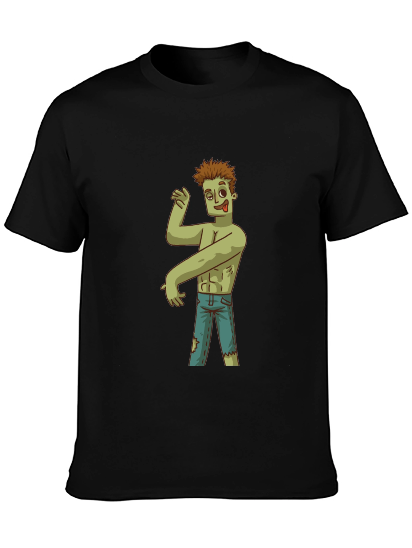Zombie Cartoon Graphic T-Shirt - Black