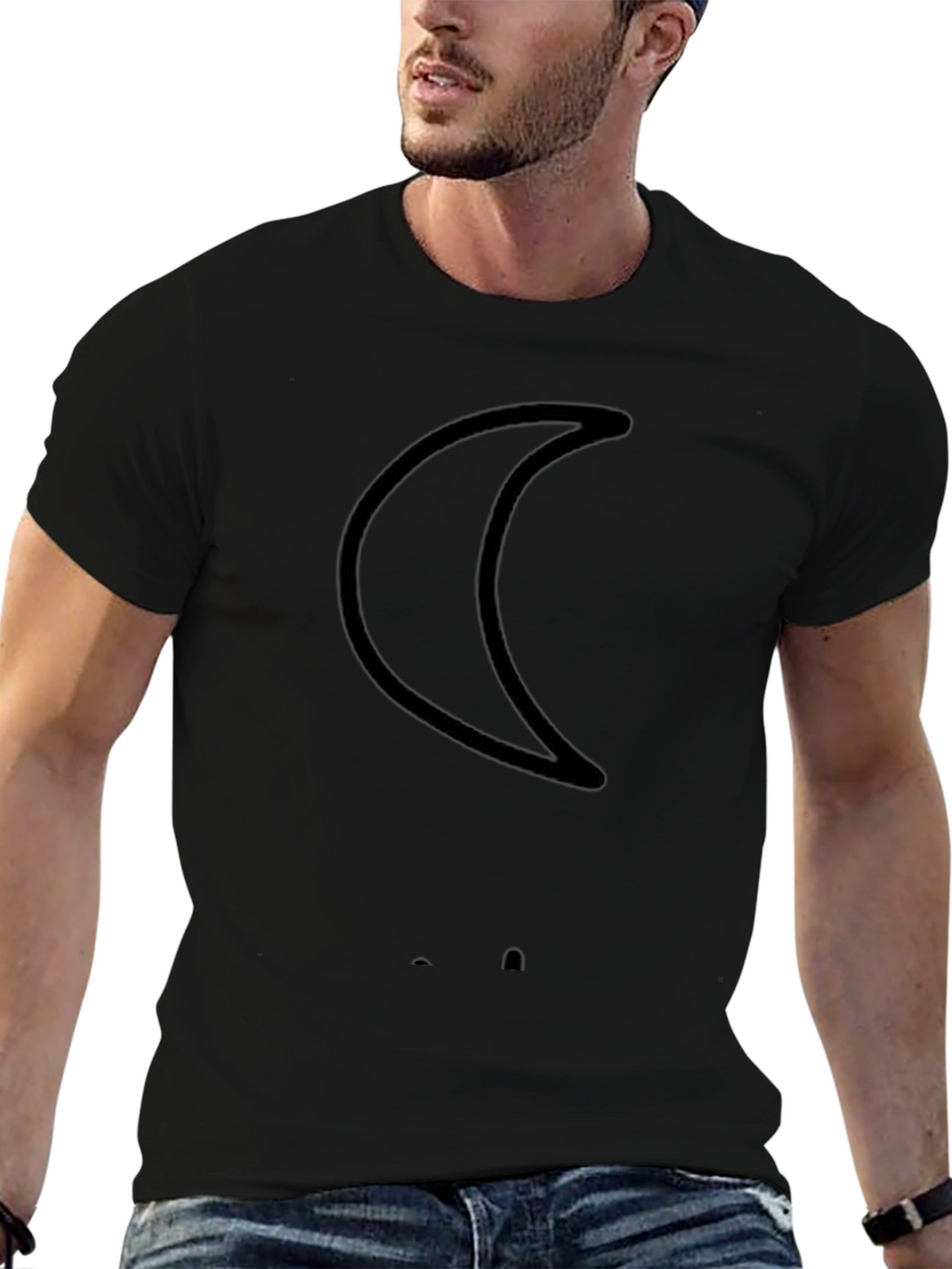 Crescent Moon Graphic Black T-Shirt - Casual Style