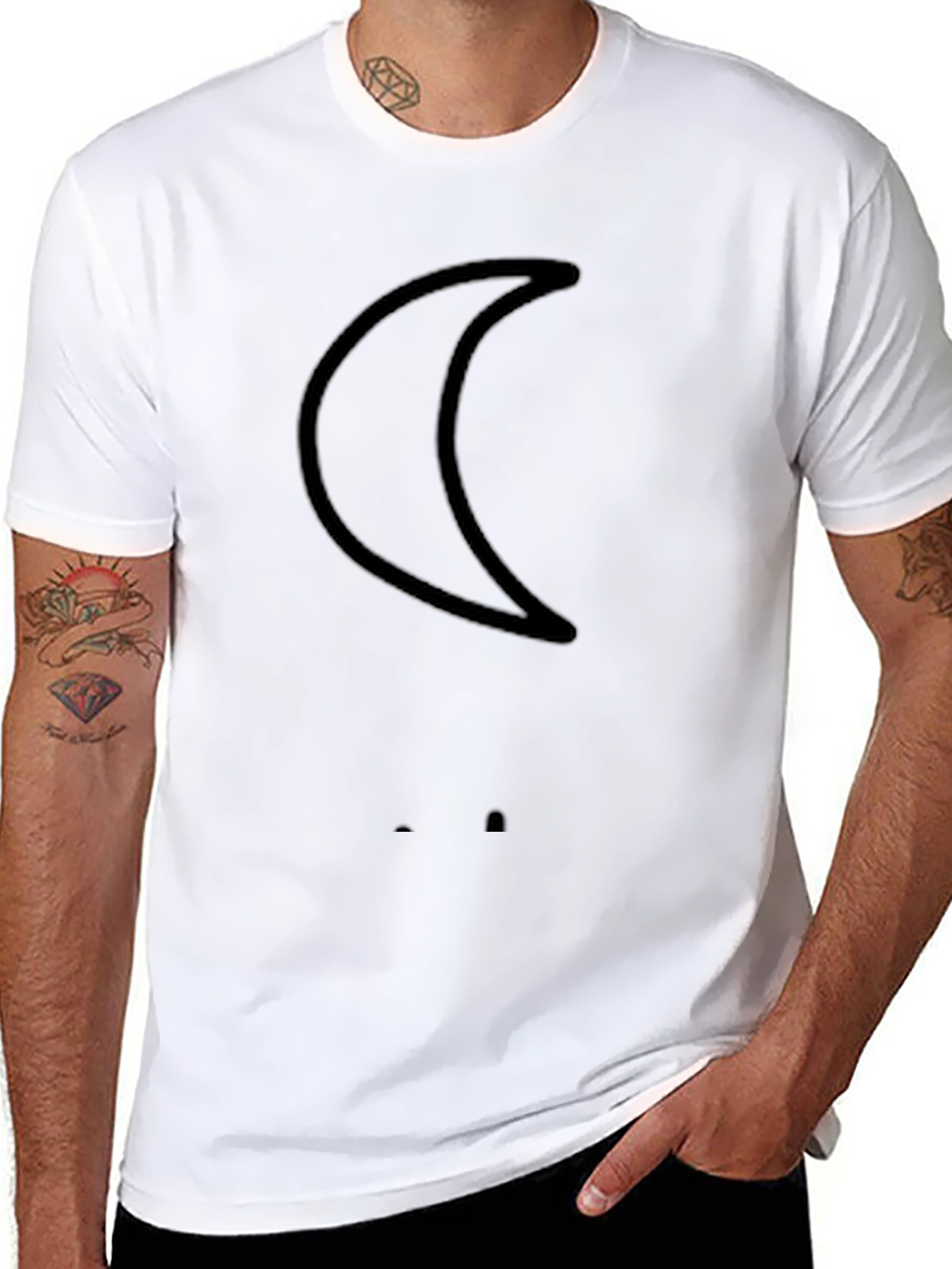 Crescent Moon Graphic Black T-Shirt - Casual Style