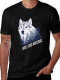 Wolf Dad Material Graphic T-Shirt - Cool Animal Design