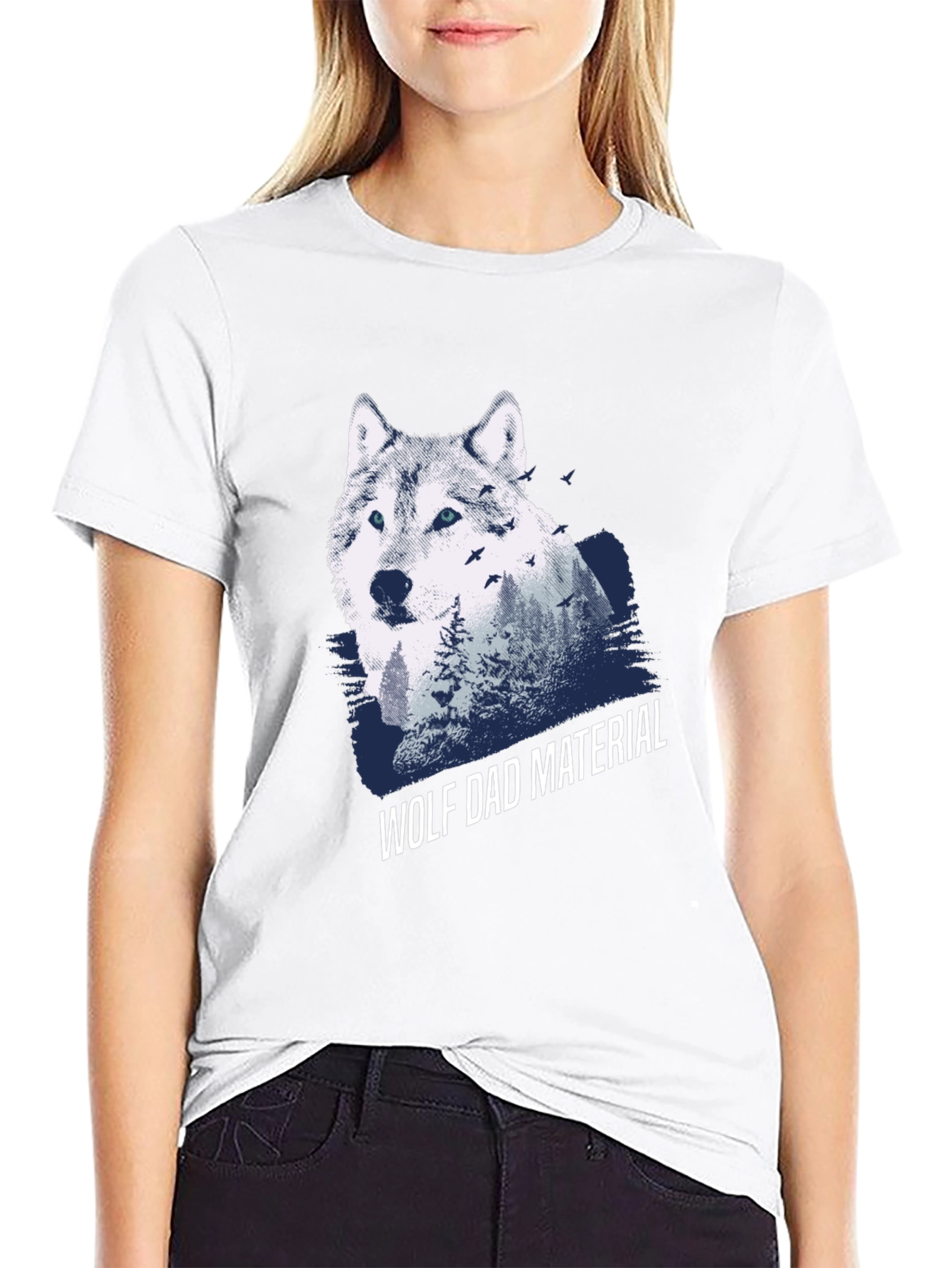 Wolf Dad Material Graphic T-Shirt - Cool Animal Design