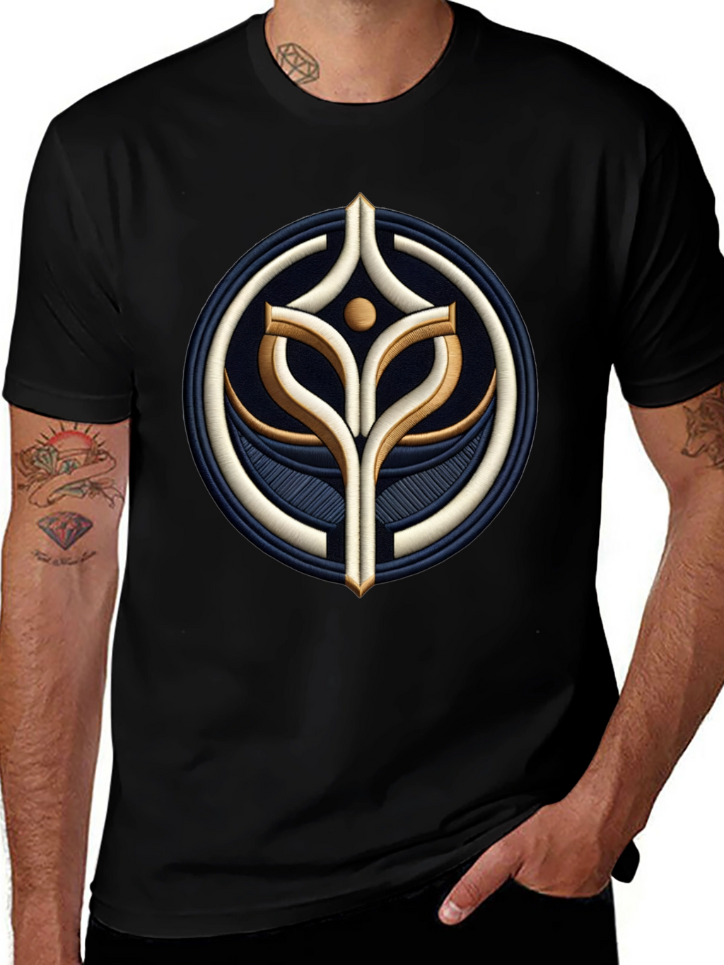 Embroidered Emblem Black T-Shirt