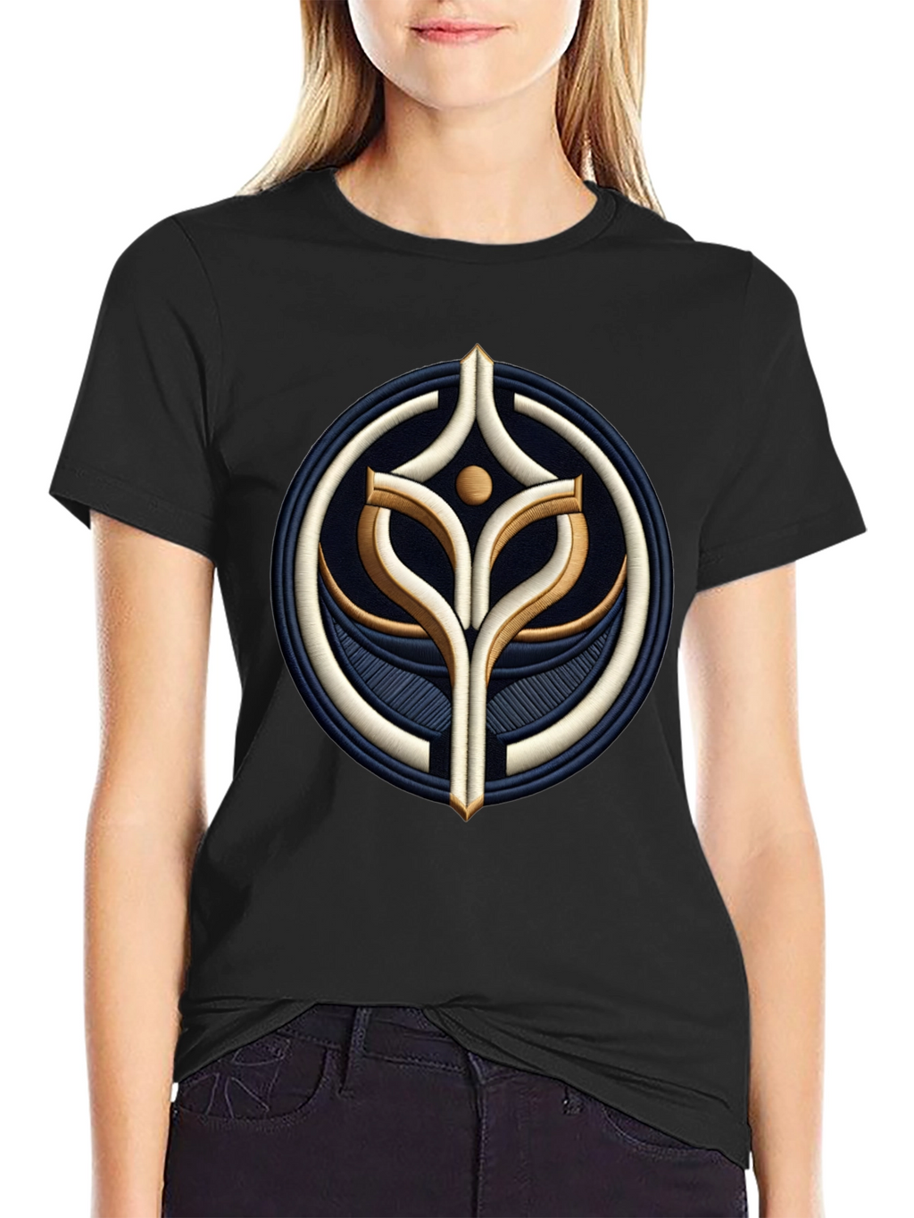 Embroidered Emblem Black T-Shirt