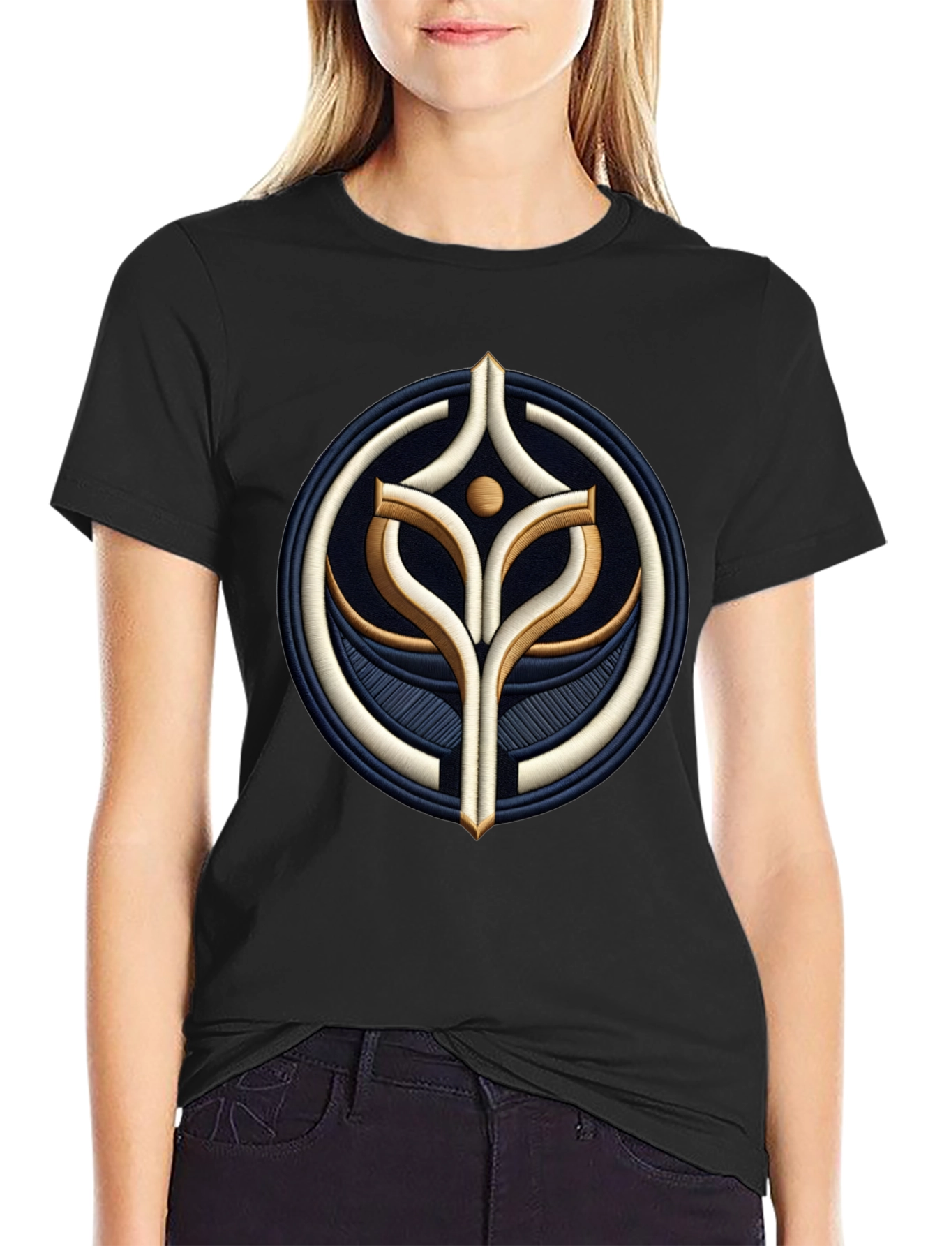 Embroidered Emblem Black T-Shirt