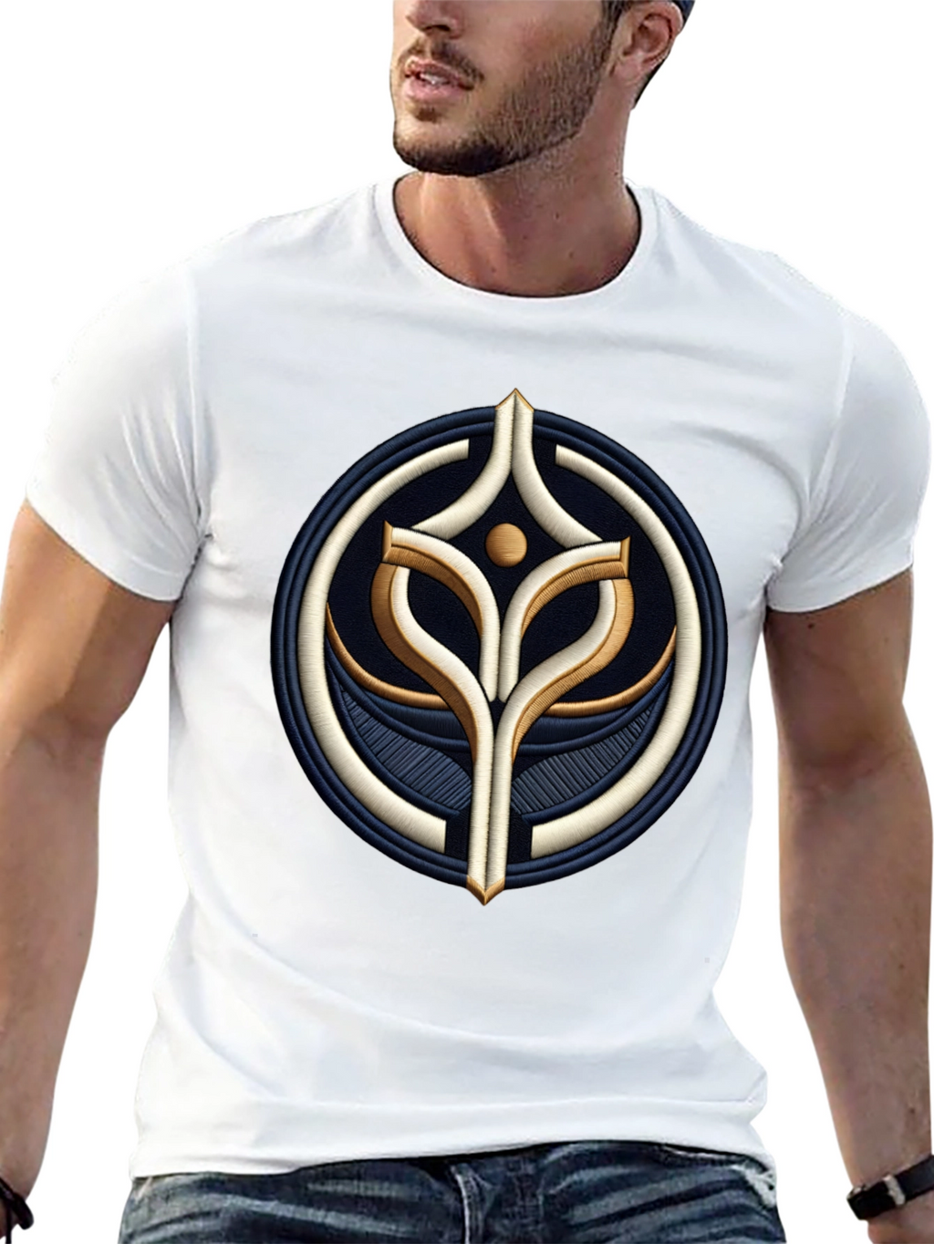 Embroidered Emblem Black T-Shirt