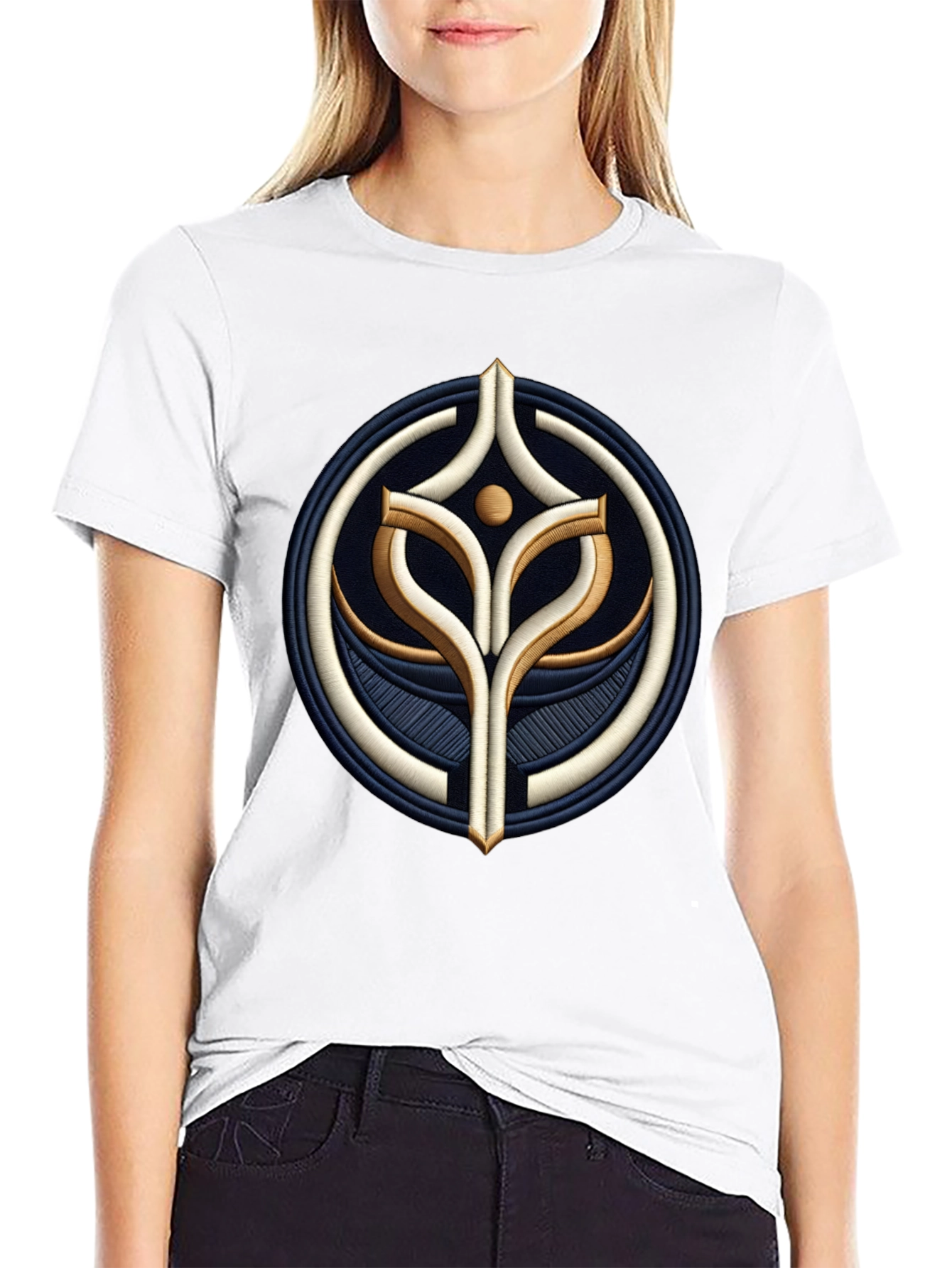 Embroidered Emblem Black T-Shirt