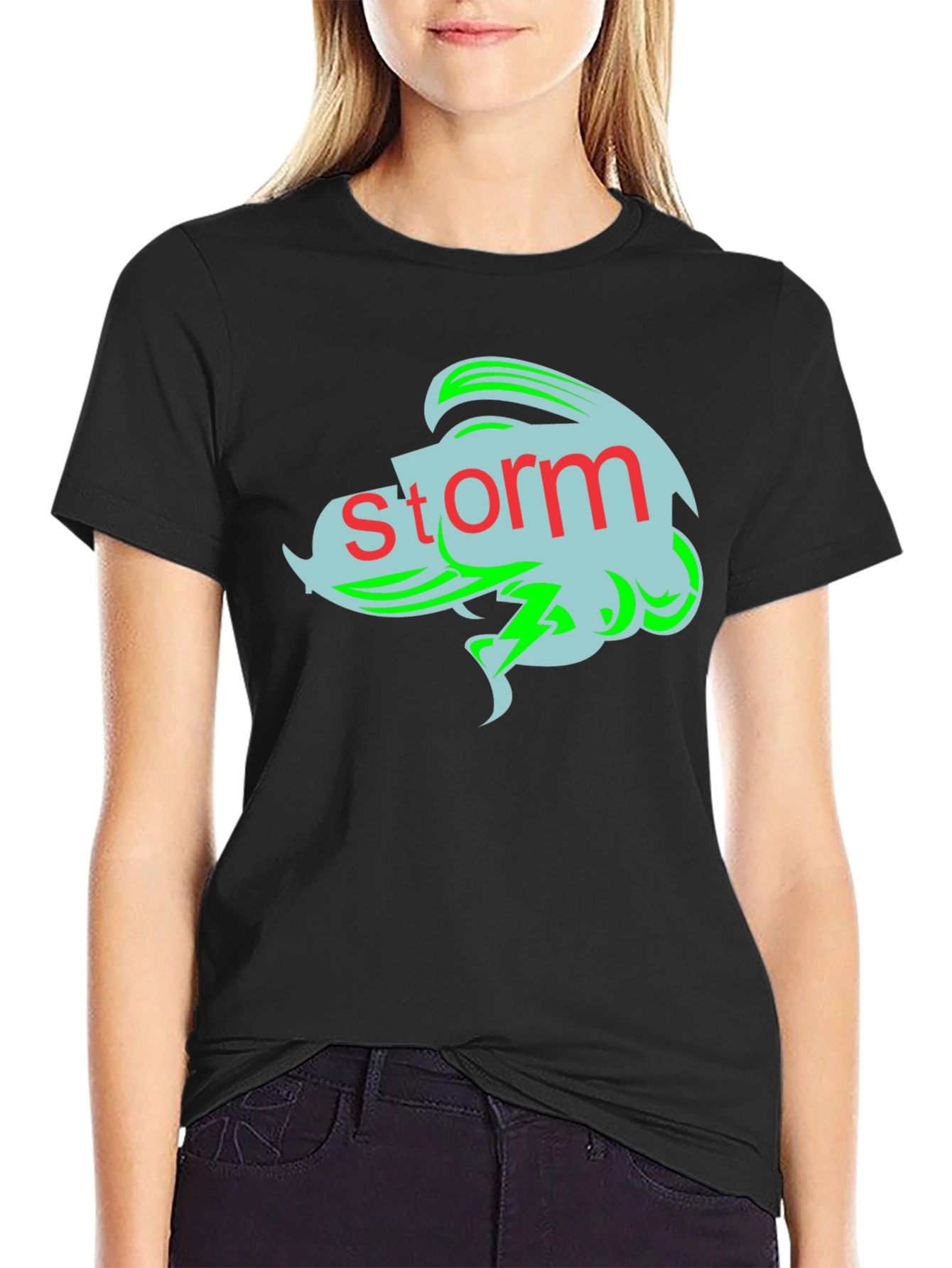 Storm Graphic Tee - Black Cotton T-Shirt