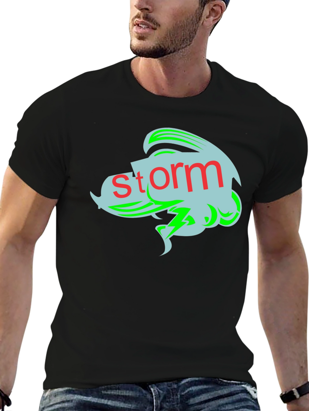 Storm Graphic Tee - Black Cotton T-Shirt