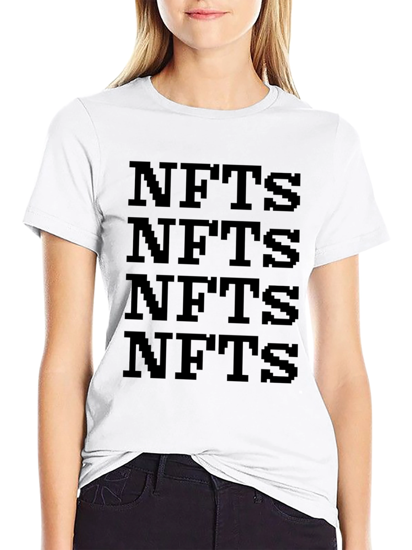 NFTs T-Shirt Black Pixelated Digital Art Crypto Tee