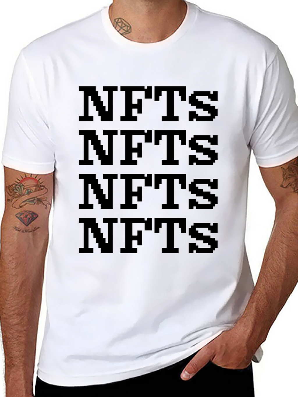 NFTs T-Shirt Black Pixelated Digital Art Crypto Tee