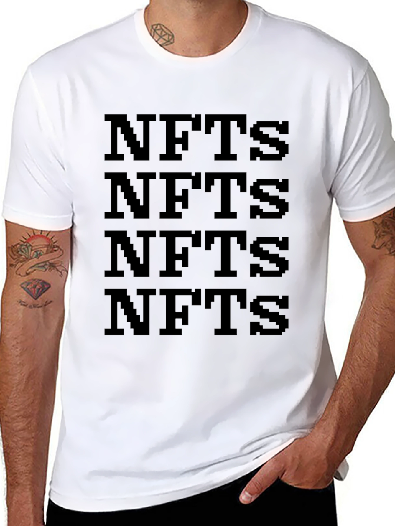 NFTs T-Shirt Black Pixelated Digital Art Crypto Tee