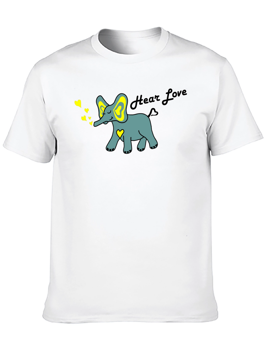 Hear Love Elephant Graphic Tee - Black Cotton Blend