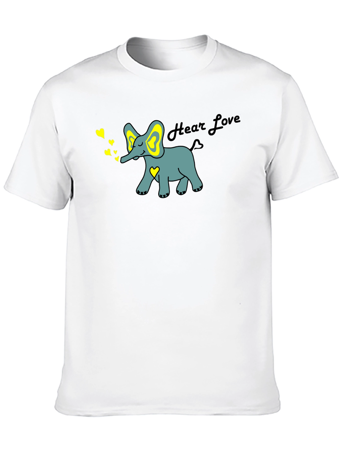 Hear Love Elephant Graphic Tee - Black Cotton Blend