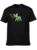 Hear Love Elephant Graphic Tee - Black Cotton Blend