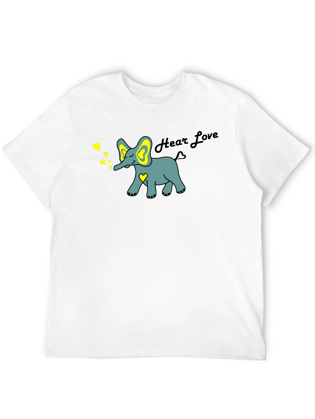 Hear Love Elephant Graphic Tee - Black Cotton Blend