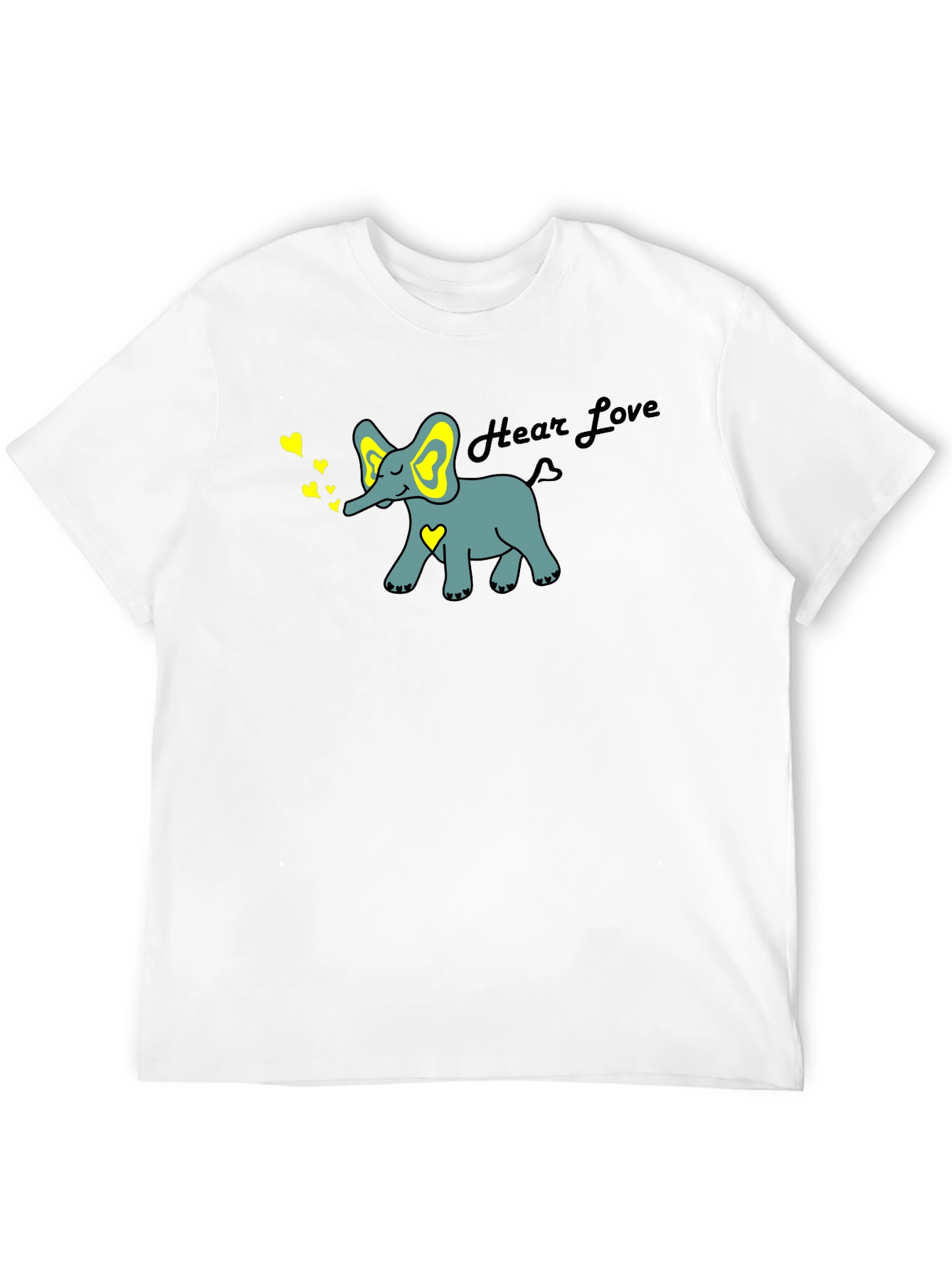 Hear Love Elephant Graphic Tee - Black Cotton Blend