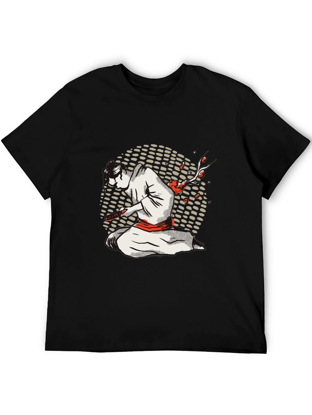 Samurai Graphic Tee - Black Cotton Blend Shirt