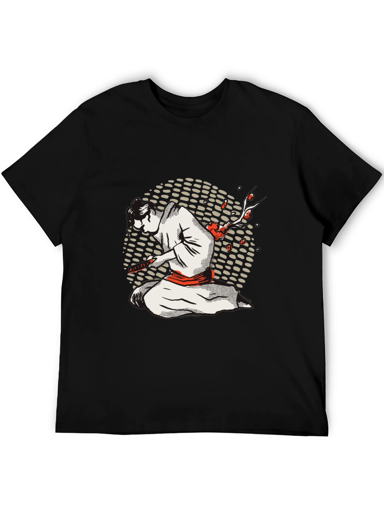 Samurai Graphic Tee - Black Cotton Blend Shirt