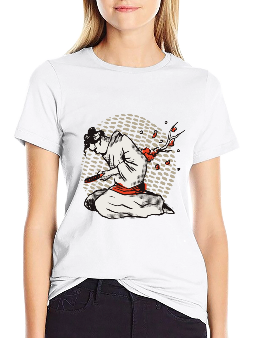 Samurai Graphic Tee - Black Cotton Blend Shirt