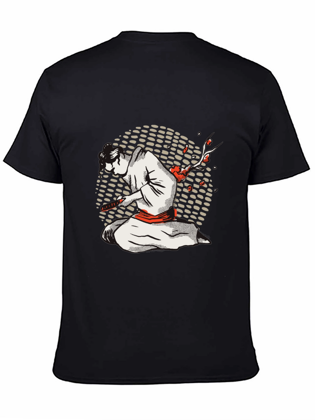 Samurai Graphic Tee - Black Cotton Blend Shirt
