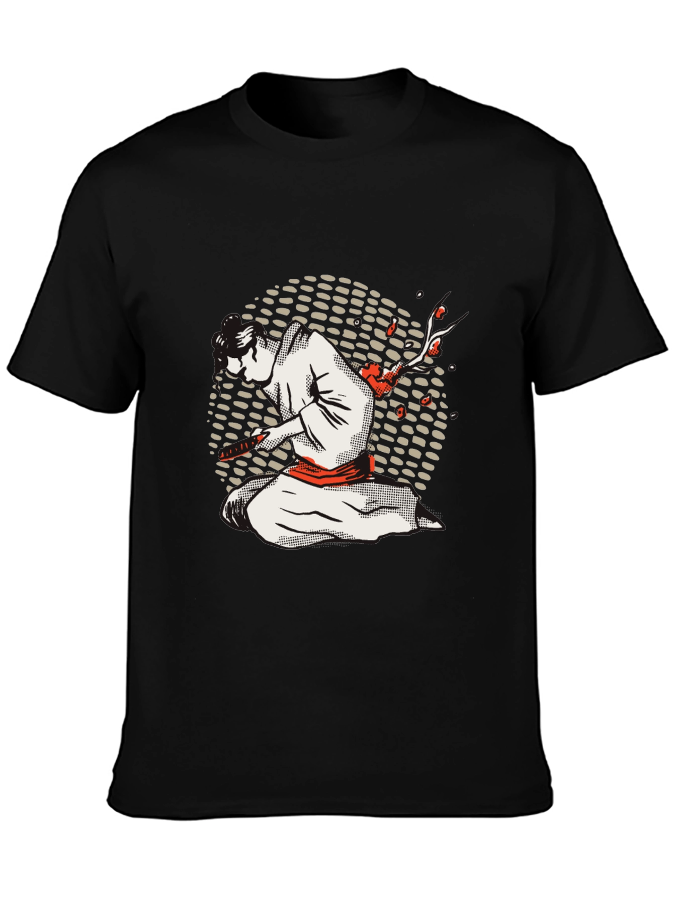 Samurai Graphic Tee - Black Cotton Blend Shirt