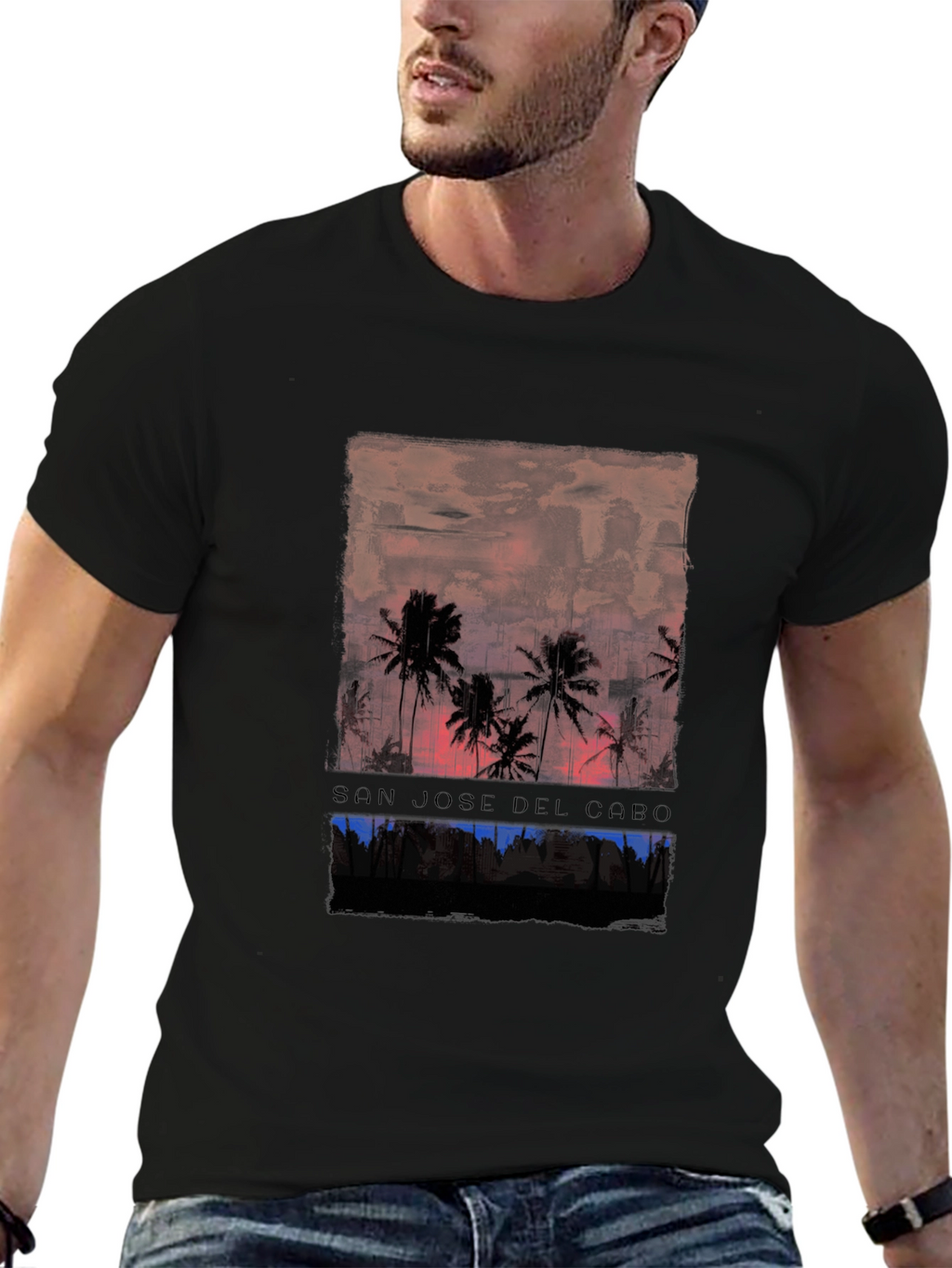 San Jose Del Cabo Palm Tree Sunset Graphic T-Shirt
