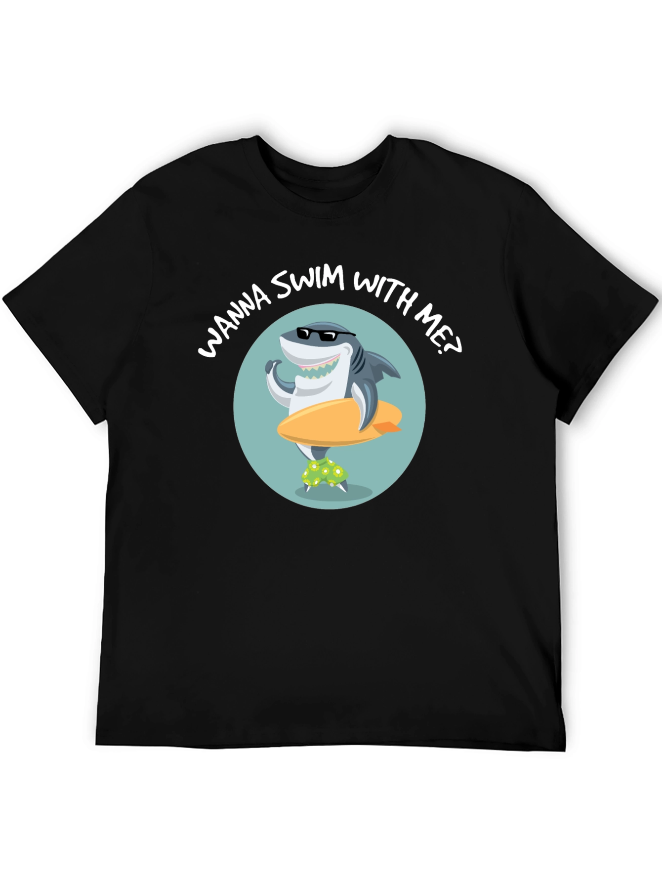 Cool Shark Graphic T-Shirt - Wanna Swim With Me?