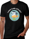 Cool Shark Graphic T-Shirt - Wanna Swim With Me?