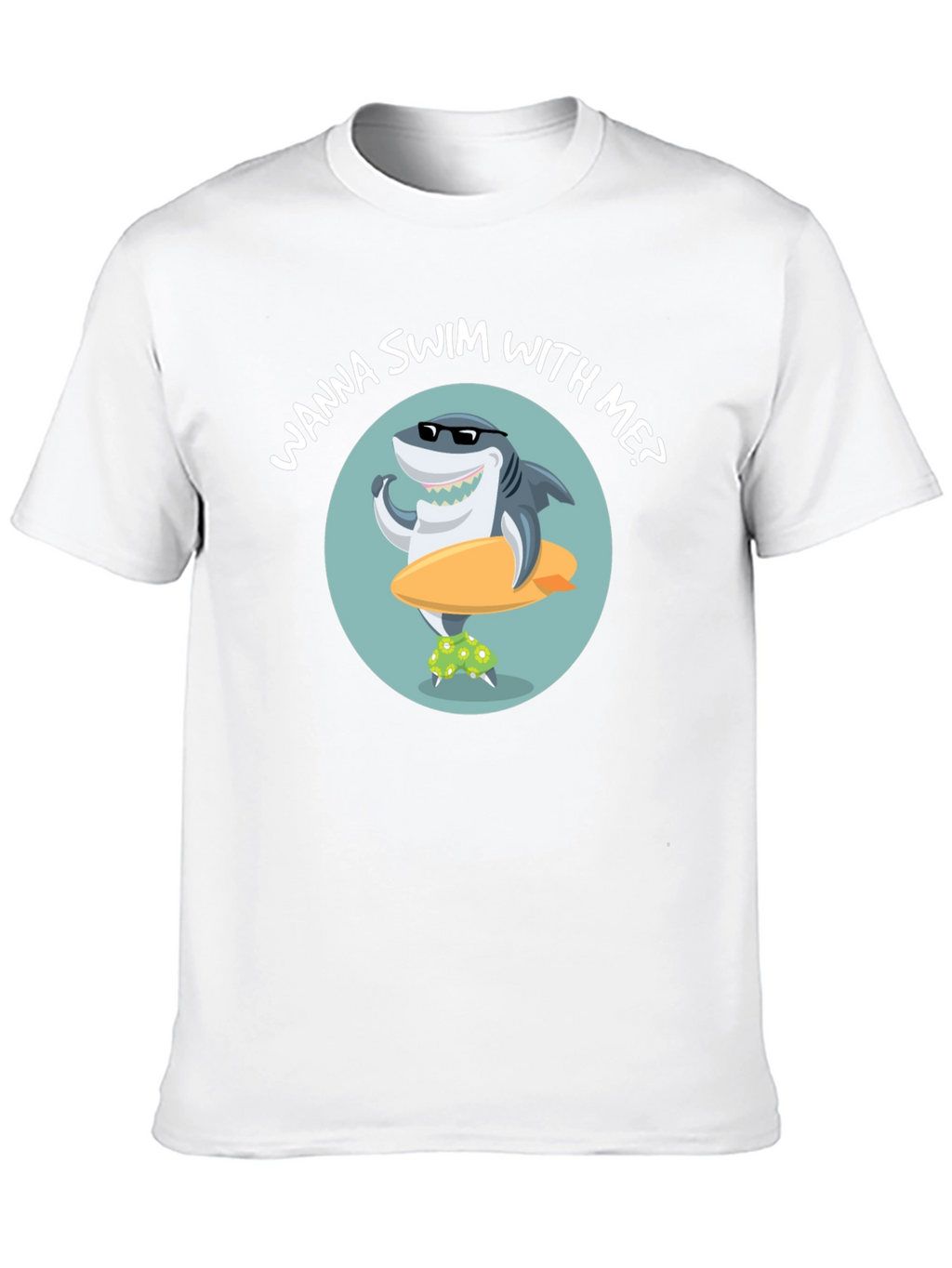 Cool Shark Graphic T-Shirt - Wanna Swim With Me?