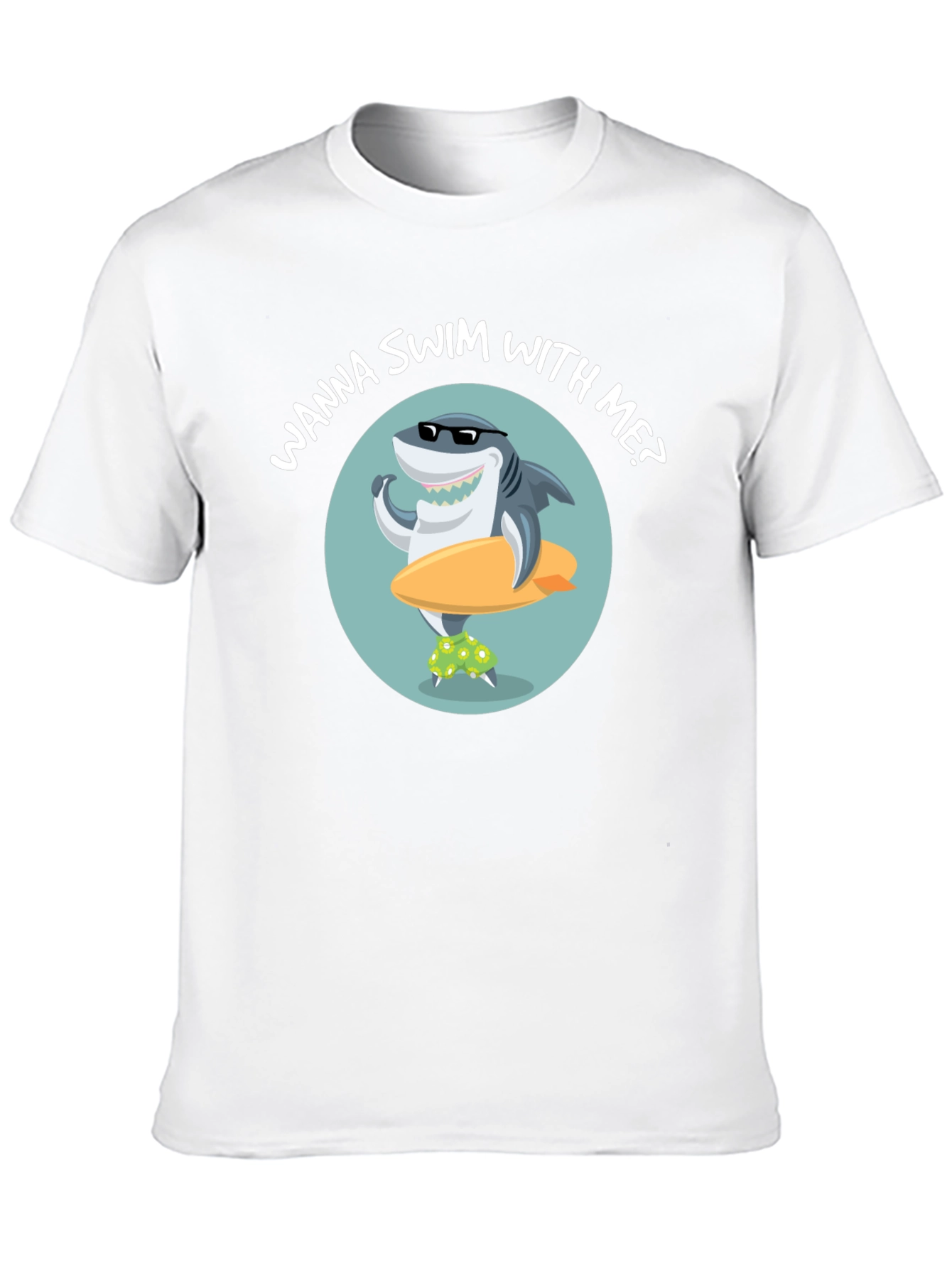 Cool Shark Graphic T-Shirt - Wanna Swim With Me?