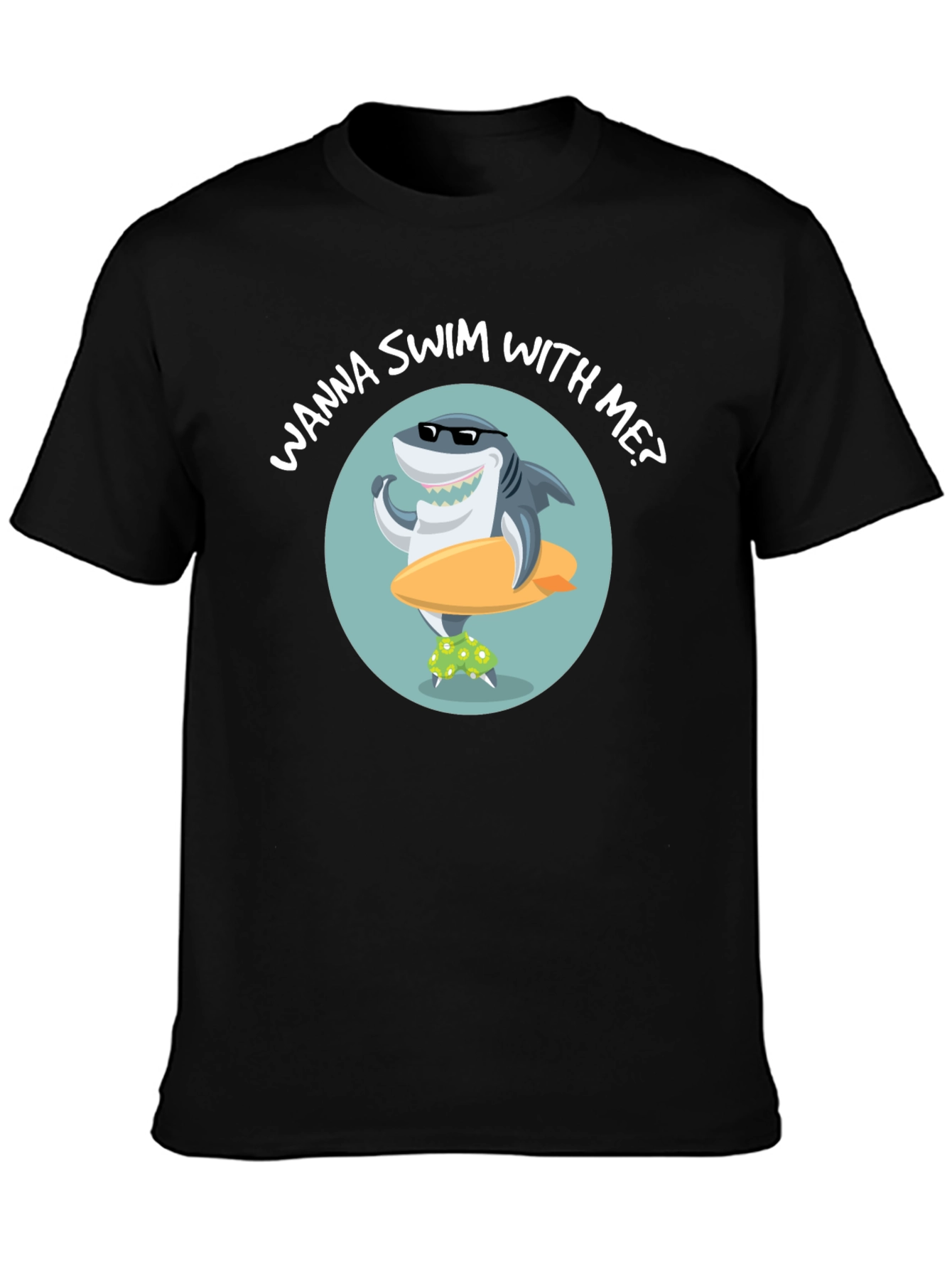 Cool Shark Graphic T-Shirt - Wanna Swim With Me?