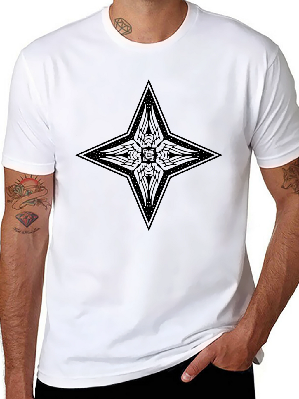 Gothic Star Graphic Print Black T-Shirt